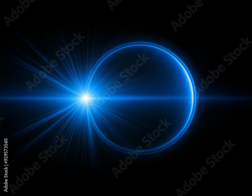 white light lens flare effect in black background