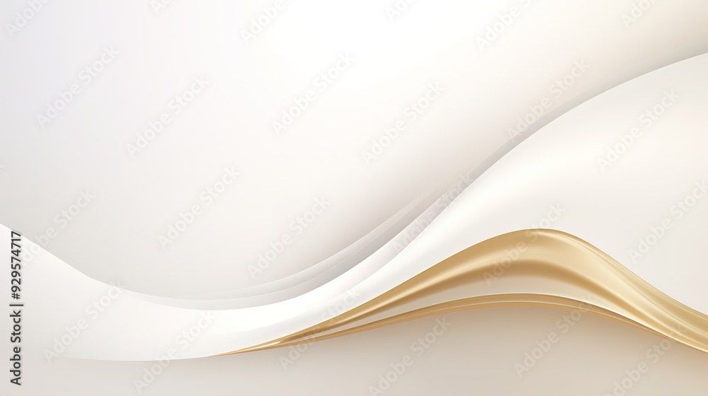 Abstract white and gold flowing curves on a light background. Abstract white and gold flowing curves on a light background.