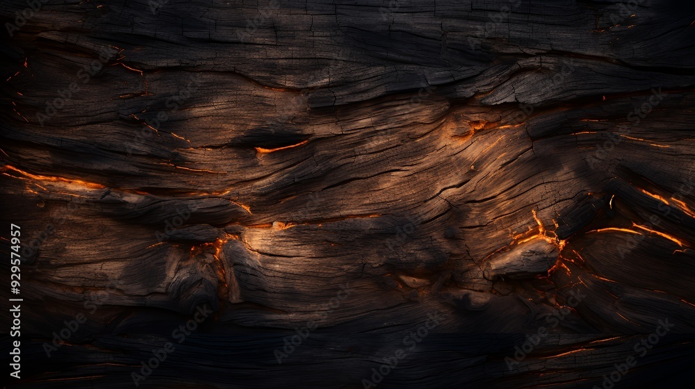 A textured surface resembling dark wood with glowing orange highlights. A textured surface resembling dark wood with glowing orange highlights.