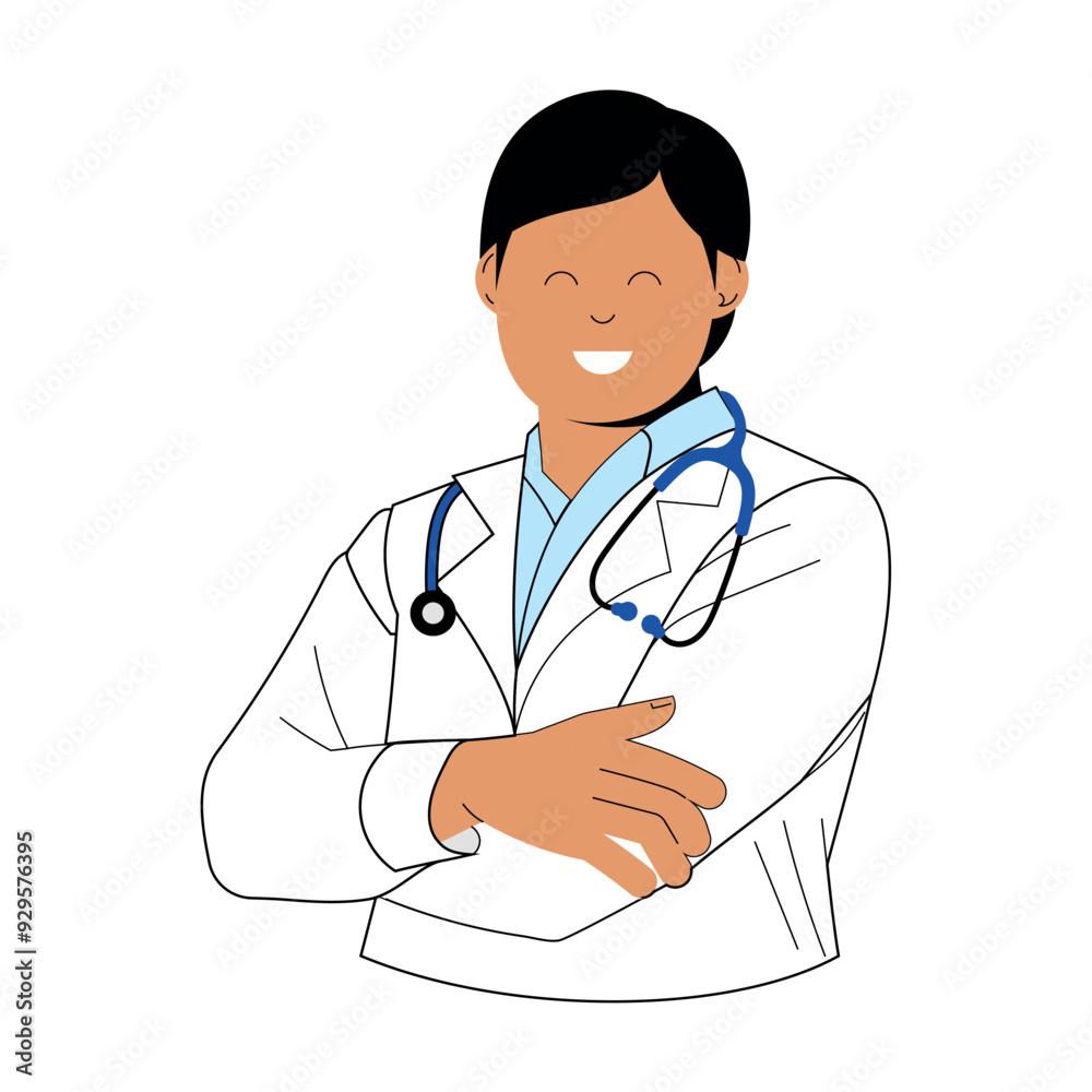 Smiling male doctor worker character Vector Smiling male doctor worker character Vector