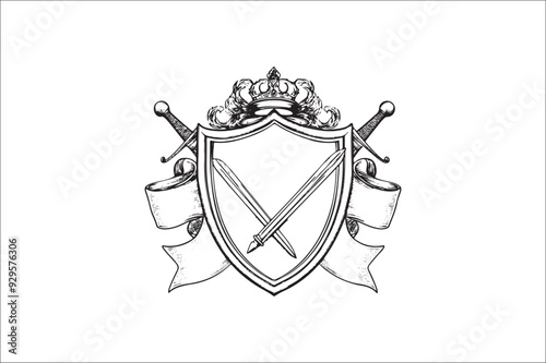 Abstract coat of arms shield Vector Silhouette. Vintage shield Vector Silhouette. Shield Vector Silhouette Bundle.