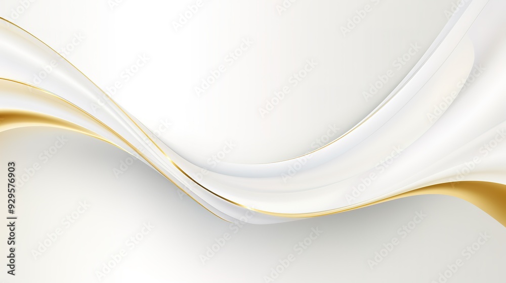 Fototapeta premium Abstract white and gold wave background.