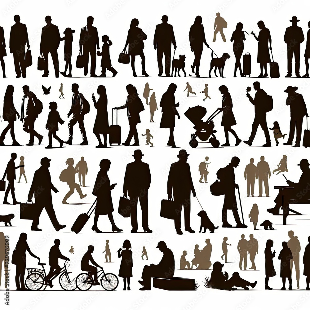 Fototapeta premium illustration isolated people silhouettes set