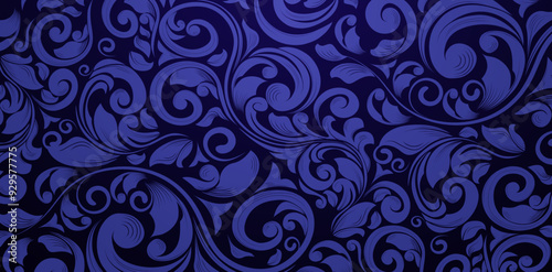 seamless pattern with swirls dark blue colors floral ornamental designs Can be used for wallpaper, pattern fills, web pages backgrounds, surface textures, book covers, fabrics printing, textiles tiles