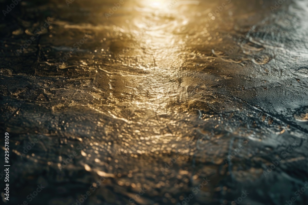 A close-up shot of the wet surface of water with subtle ripples and reflections A close-up shot of the wet surface of water with subtle ripples and reflections