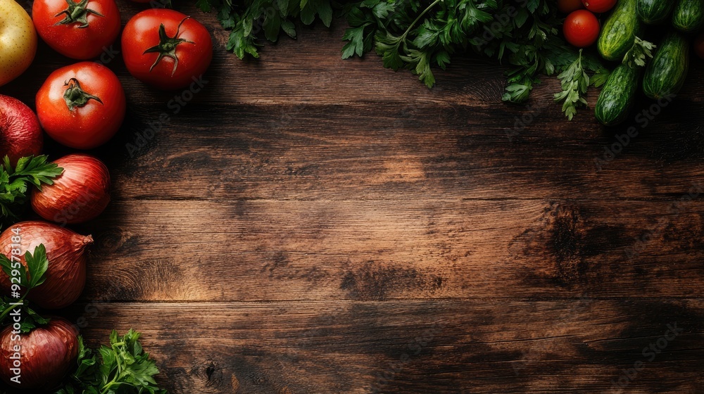 contrasting with the rustic wood, creating a healthy and appetizing scene. Space for text. contrasting with the rustic wood, creating a healthy and appetizing scene. Space for text.