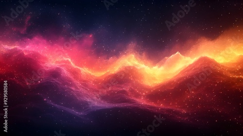 Mesmerizing Cosmic Landscape with Glowing Gradient and Fluid Motion