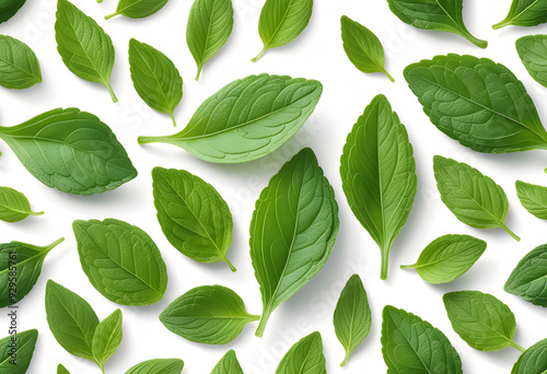 Isolated Collection of Stevia Leaves with a Crisp White Backdrop