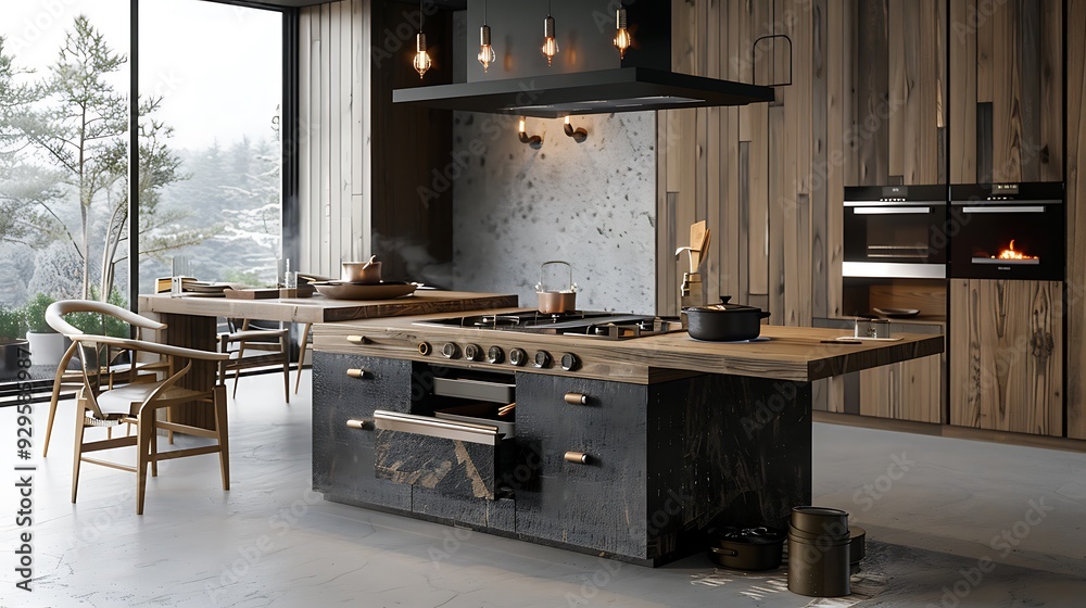 Peasant style hot pot surrounding stove and table, cooking and dining concept Peasant style hot pot surrounding stove and table, cooking and dining concept