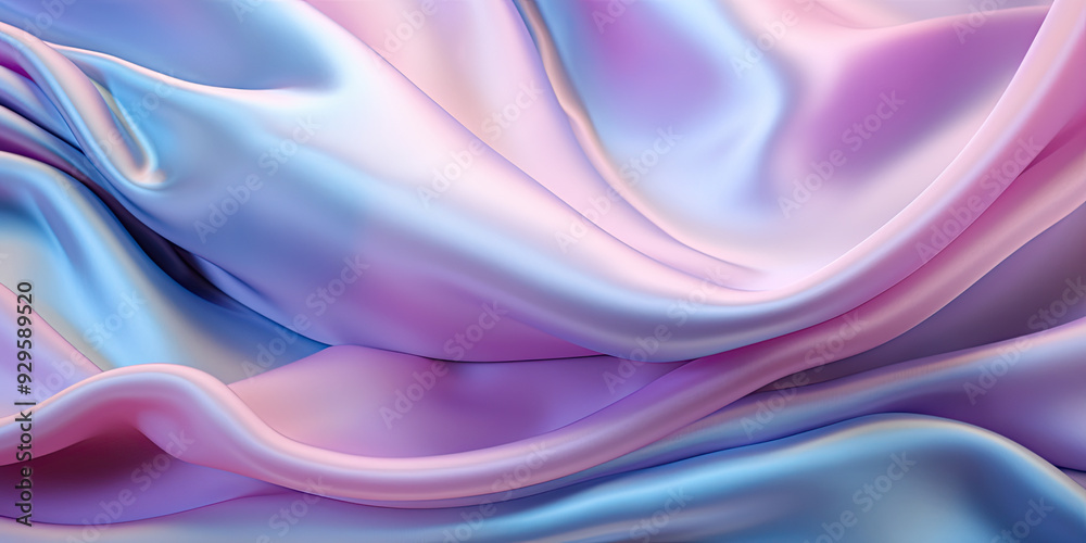 A close-up image of a piece of silk fabric, displaying intricate folds and waves in iridescent shades of blue, pink and purple. A close-up image of a piece of silk fabric, displaying intricate folds and waves in iridescent shades of blue, pink and purple.