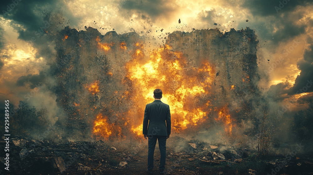 businessman in a suit stands confidently with his back to the camera, embodying professionalism and resolve in a corporate setting businessman in a suit stands confidently with his back to the camera, embodying professionalism and resolve in a corporate setting