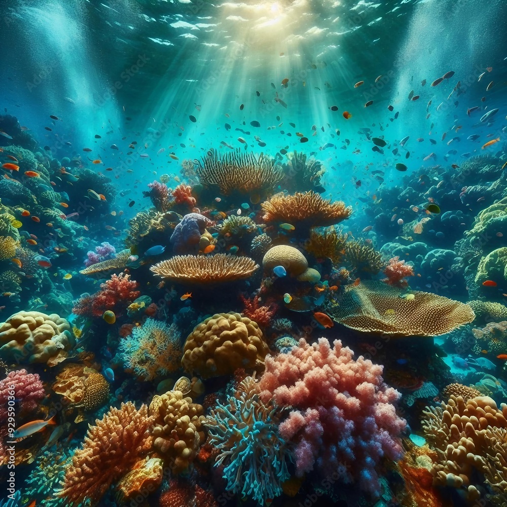 Naklejka premium coral reef in sea