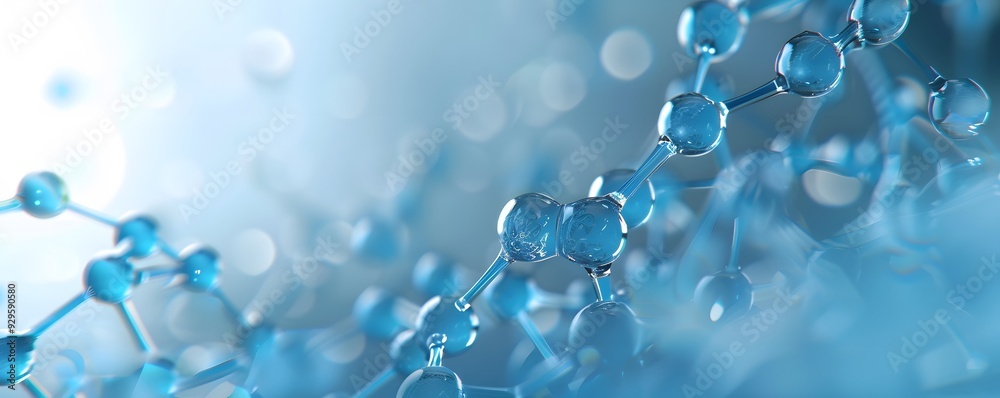 Abstract Representation of Molecular Structure with Blue Spheres and Connectors Abstract Representation of Molecular Structure with Blue Spheres and Connectors