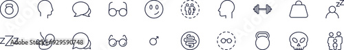 People line icons pack. Simple outline sign and editable stroke for web sites, articles, books, apps