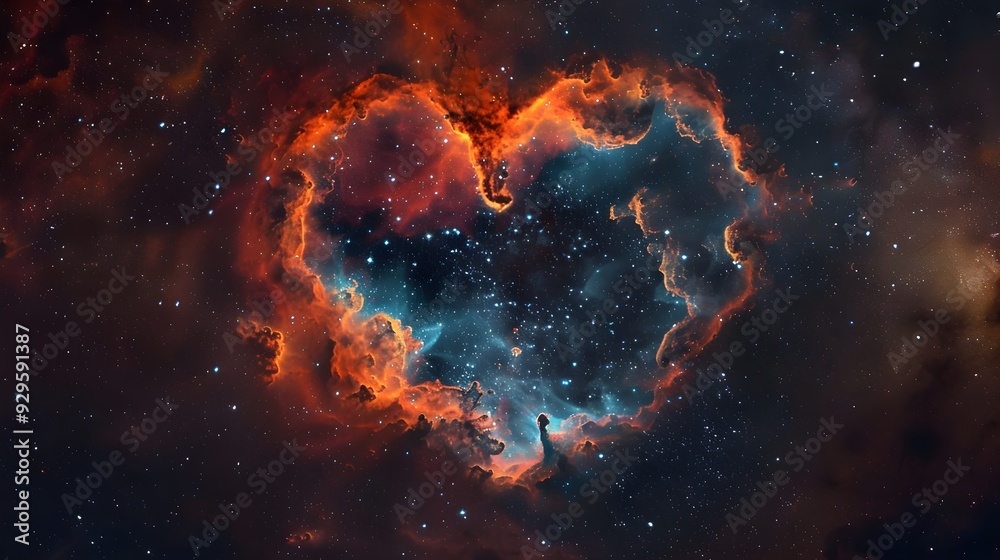 Obraz premium Astro photography space nebula in heart shape