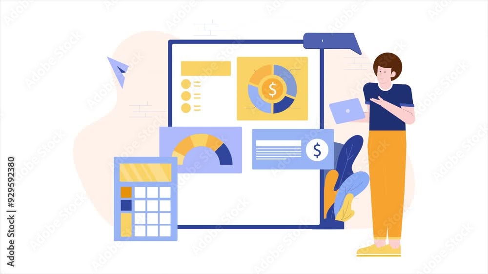illustration of business financial planning animated video