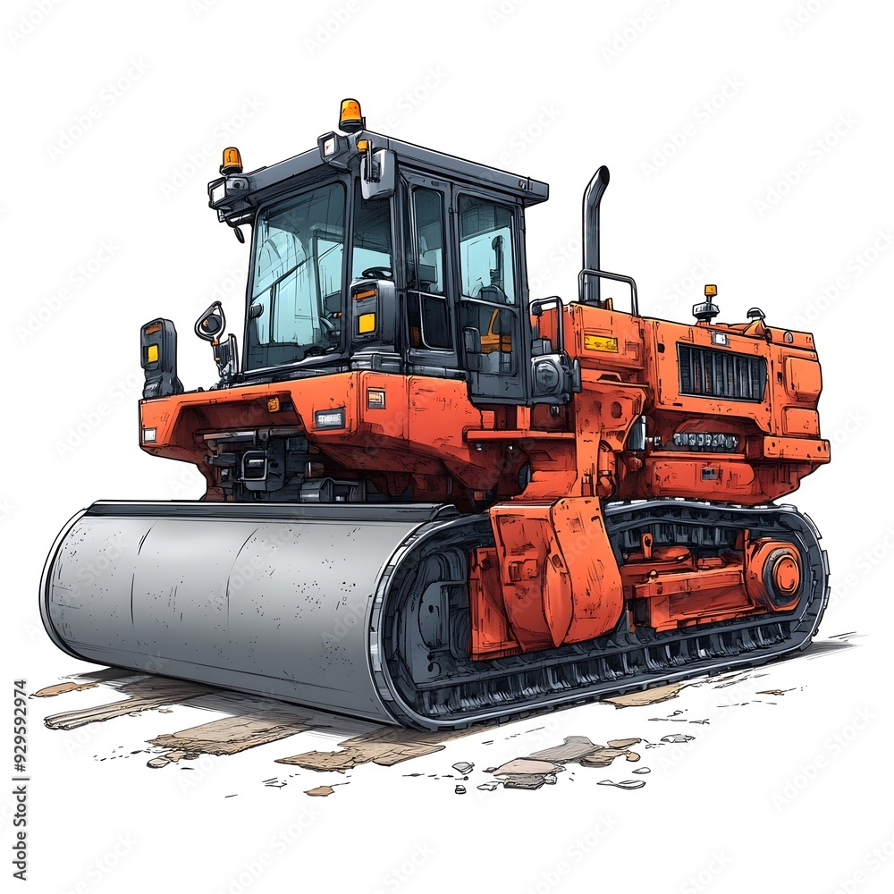 Detailed of a Large Paving Machine at a Construction Site