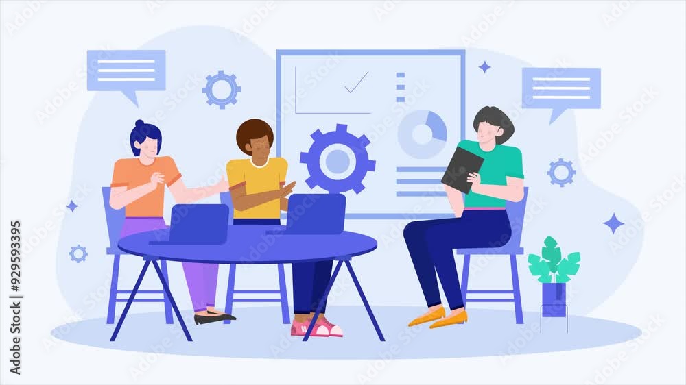 management teamwork in meeting and morning briefing illustration business animated video management teamwork in meeting and morning briefing illustration business animated video