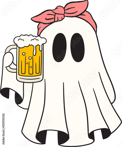 Cute ghost and drink