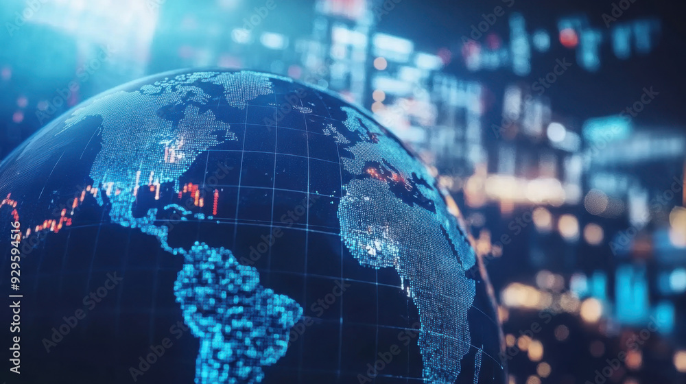 Globe in the concept of global economic network, connectivity in the digital age. Globe in the concept of global economic network, connectivity in the digital age.