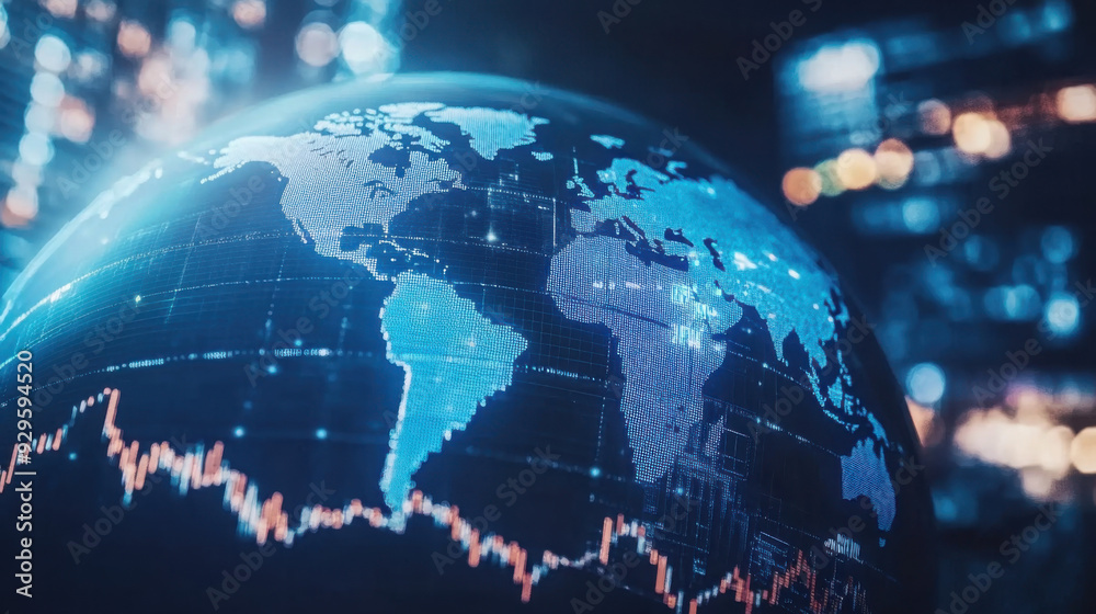 Globe in the concept of global economic network, connectivity in the digital age. Globe in the concept of global economic network, connectivity in the digital age.