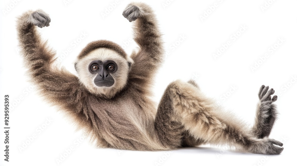 Fototapeta premium white background gibbon image