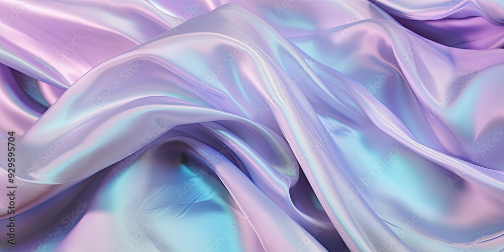Fototapeta premium A close up photo of iridescent fabric with smooth, shiny, and flowing textures.