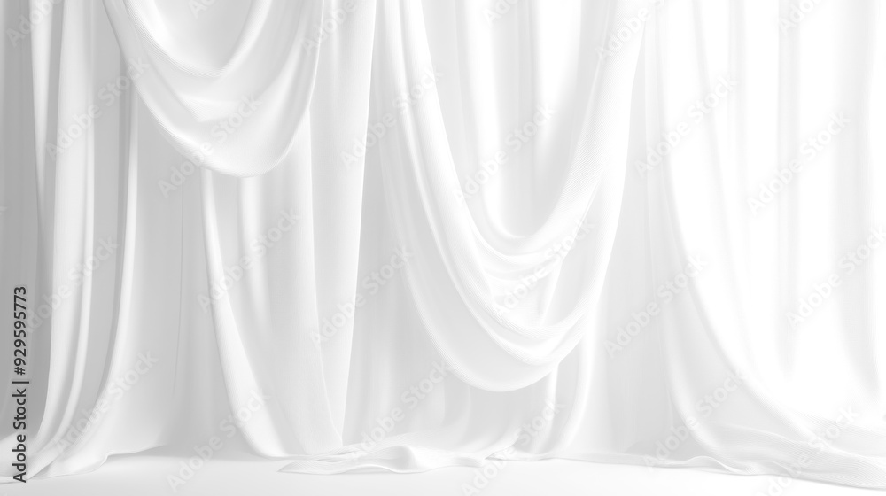 Soft white curtains background for graphic design or wallpaper.