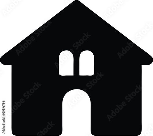 a black house icon with a window
