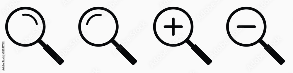 Magnifying Glass Simple Icon Collection - High-Resolution Search Icon Set, Minimalist Vector Graphics, Ideal for User Interface, Research, and Exploration Design Magnifying Glass Simple Icon Collection - High-Resolution Search Icon Set, Minimalist Vector Graphics, Ideal for User Interface, Research, and Exploration Design
