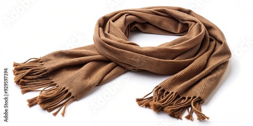 Brown scarf perfect for winter fashion isolated on background photo