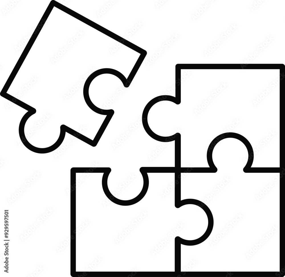 Monoline Solution Icon - High-Resolution Puzzle Line Icon for Problem Solving, Startup Concepts, and Innovative Solutions, Clean Vector Design Monoline Solution Icon - High-Resolution Puzzle Line Icon for Problem Solving, Startup Concepts, and Innovative Solutions, Clean Vector Design