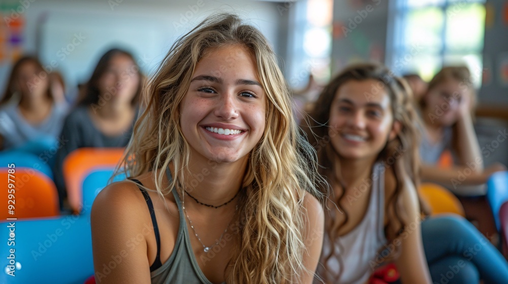 Smiling First-Year Students in a Classroom Setting