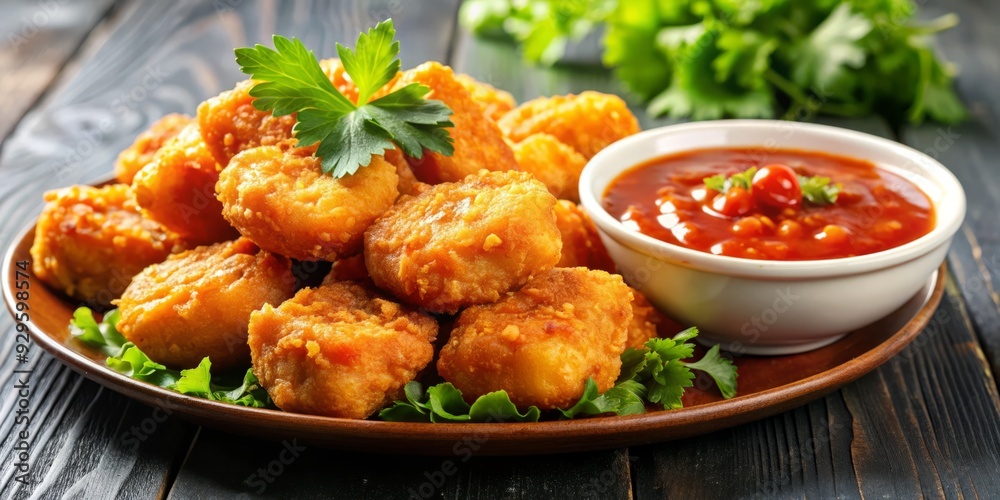 Chicken nuggets with sweet and sour sauce