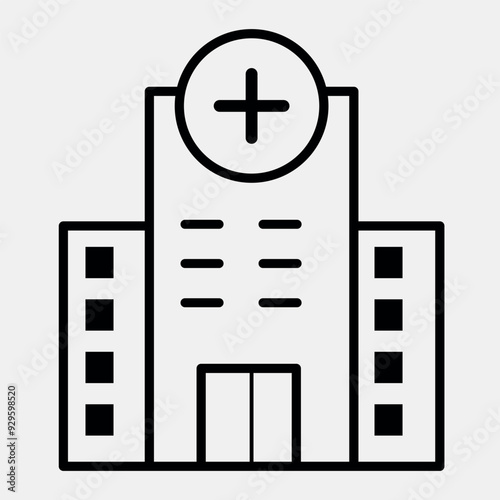 Hospital Vector Icon - High-Resolution Vector Graphic on Transparent Background, Modern Medical Building Symbol, Ideal for Healthcare, Clinics, and Emergency Services Illustrations