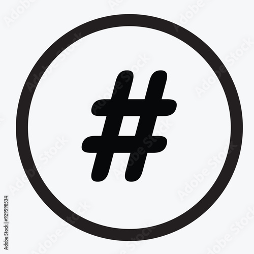Hashtag Vector Icon - High-Resolution Social Media Symbol, Minimalist Design, Ideal for Digital Marketing, Trends, and User Interface Illustrations