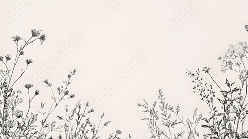 Luxury botanical background with trendy wildflowers