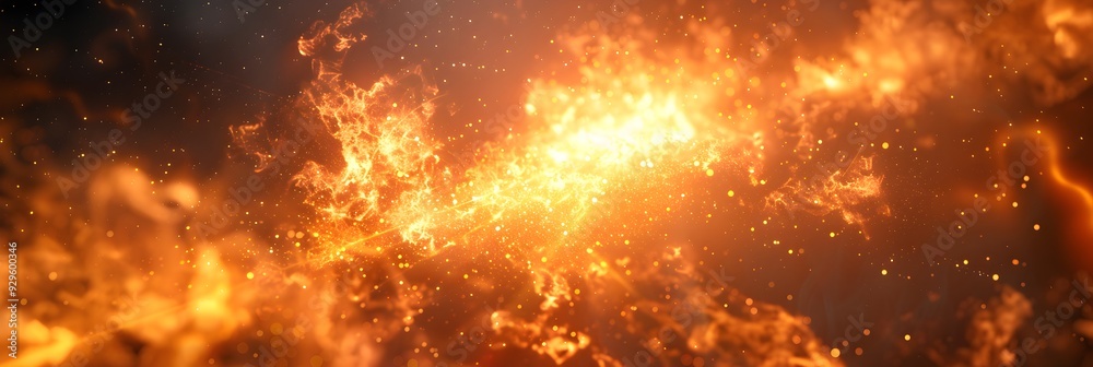 Naklejka premium Explosion background with fire and particles