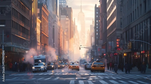 New York City street in the morning #929601546