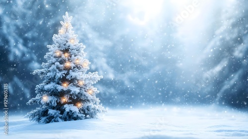 Snow scenery of winter wonderland with shining