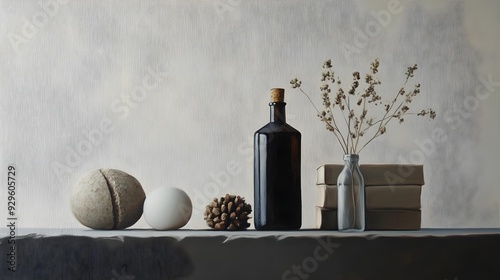 Still life study featuring everyday objects