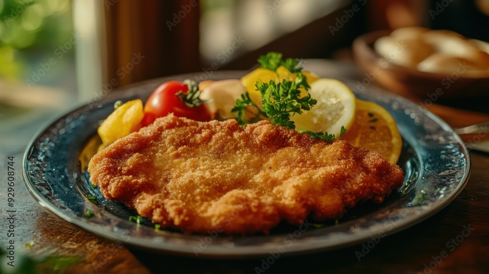 Close Up of a Delicious Fried Cutlet on a Plate Close Up of a Delicious Fried Cutlet on a Plate