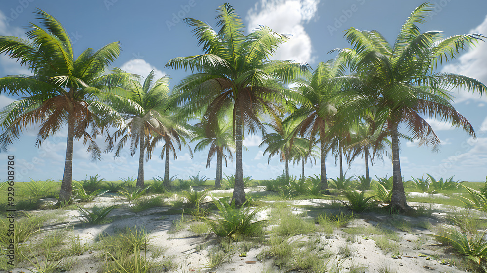 Fototapeta premium Coconut trees, summer trees. Background high quality image