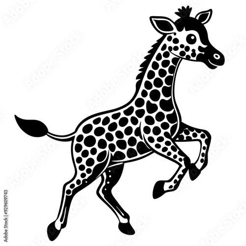 little giraffe jump black silhouette