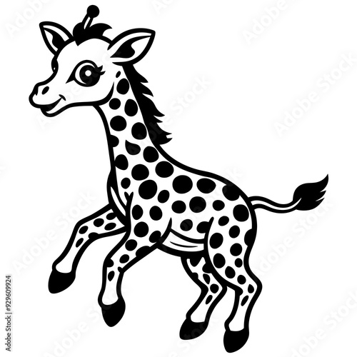 little giraffe jump black silhouette