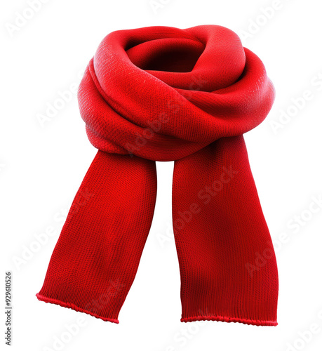 Red winter scarf isolated on transparent background