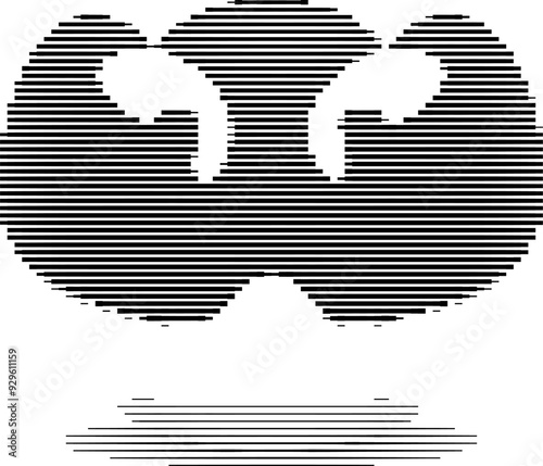 Black and white horizontal lines create a symmetrical optical illusion