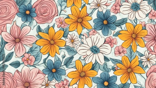 Wallpaper Mural seamless floral pattern Torontodigital.ca