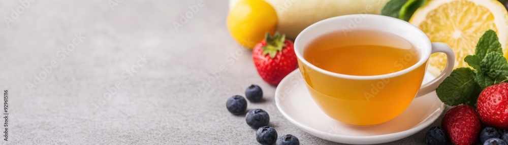 A calming post-exercise routine with herbal detox tea, fresh fruits, and a meditation cushion, symbolizing relaxation and cleansing A calming post-exercise routine with herbal detox tea, fresh fruits, and a meditation cushion, symbolizing relaxation and cleansing