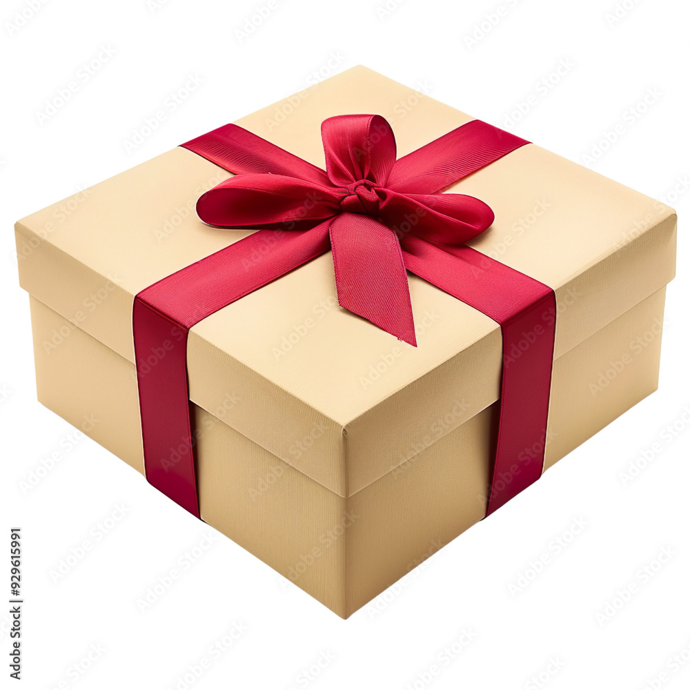 Gift box with red ribbon bow isolated on a transparent background Gift box with red ribbon bow isolated on a transparent background